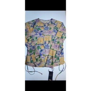 Caribbean Joe Women’s Long Sleeve Active Swim Top Poly/Spandex S Floral